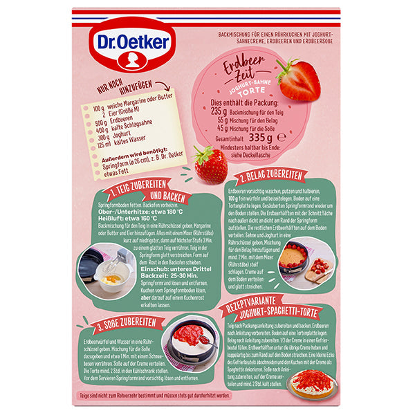 Dr Oetker Backmischung Erdbeer Zeit Joghurt-Sahne-Torte 175g – Seitenansicht