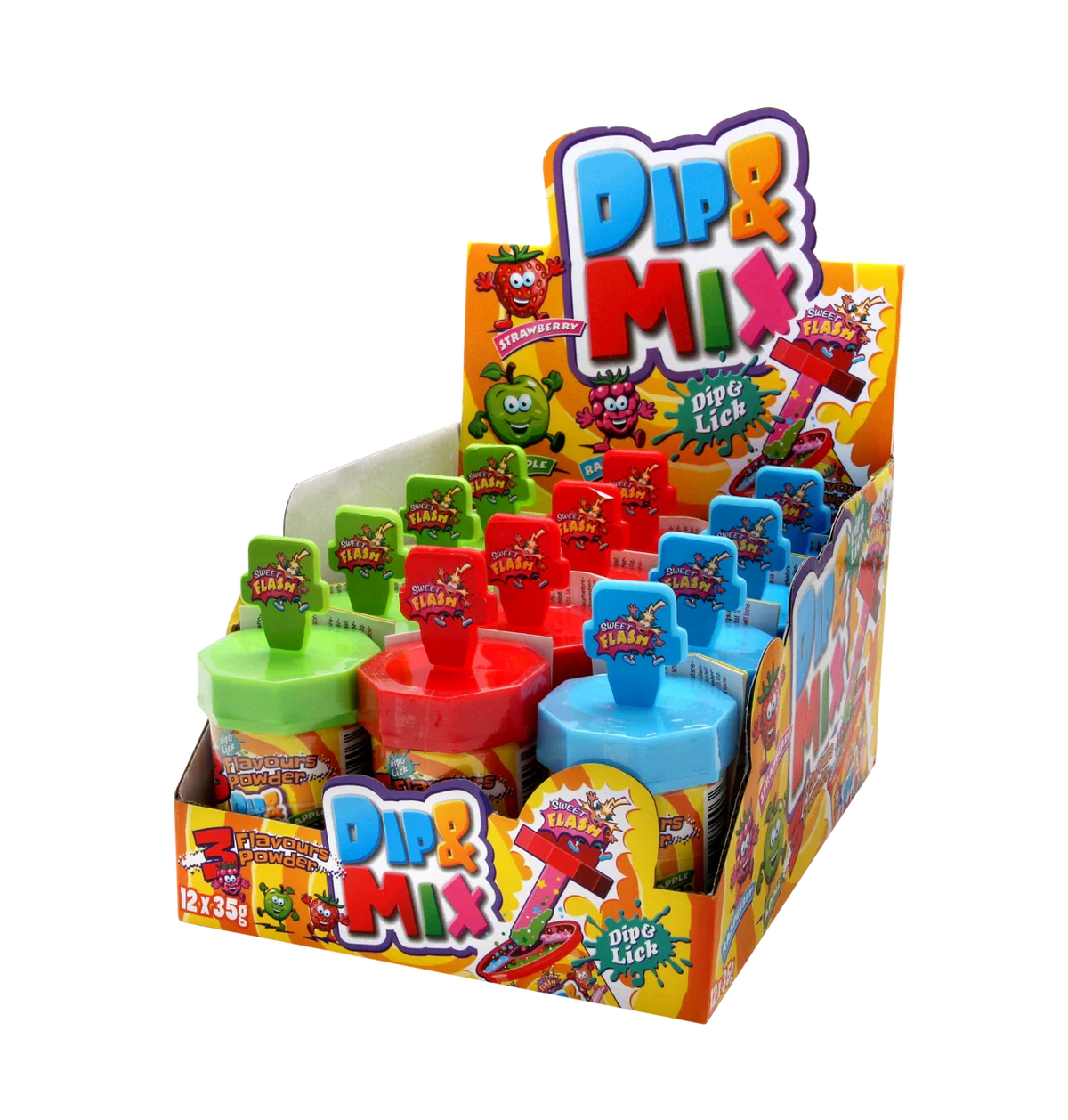 Sweet Flash saure Lollipop mit Pulver zum Dippen 35g – Verpackung