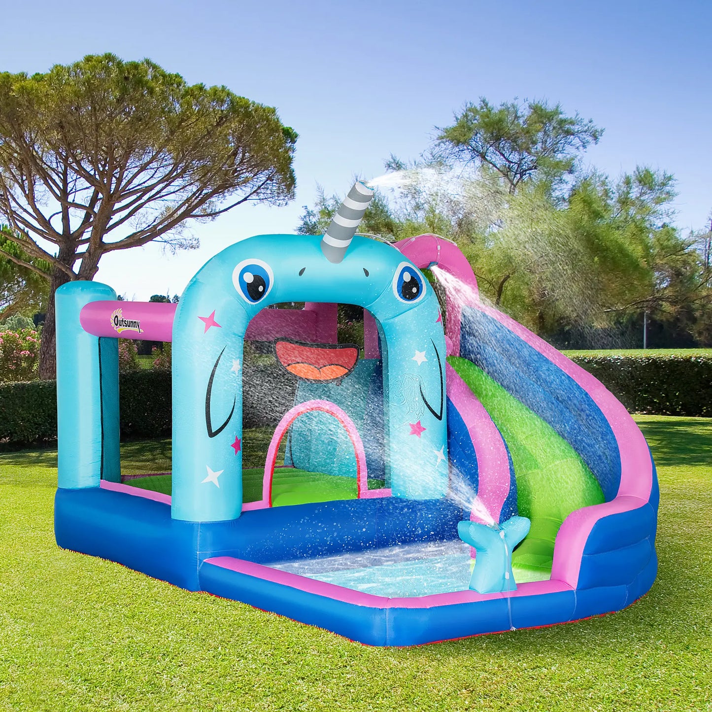Aufblasbare Hüpfburg Spielburg für Outdoor Sprungbereich für Kinder 3-8 Jahre Wasserbecken
