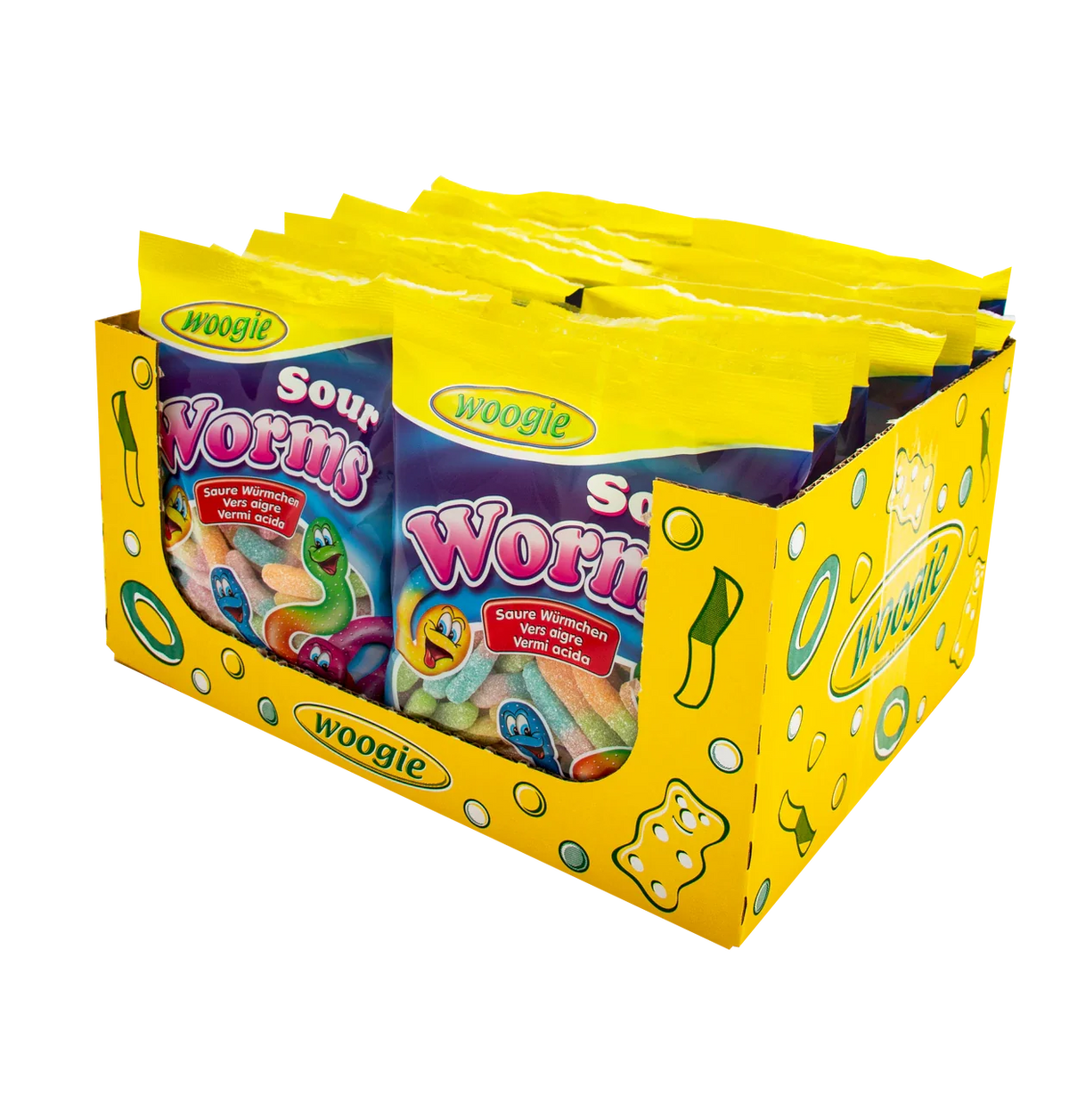 Woogie Saure Würmer 250g gezuckerte Fruchtgummis säuerlich-fruchtig – Detailansicht
