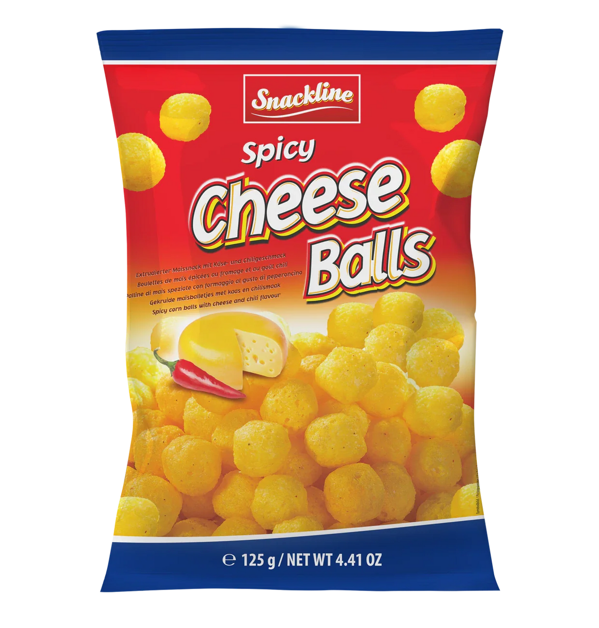 Snackline Spicy Cheese Balls 125g würzige Maisbällchen mit Käse