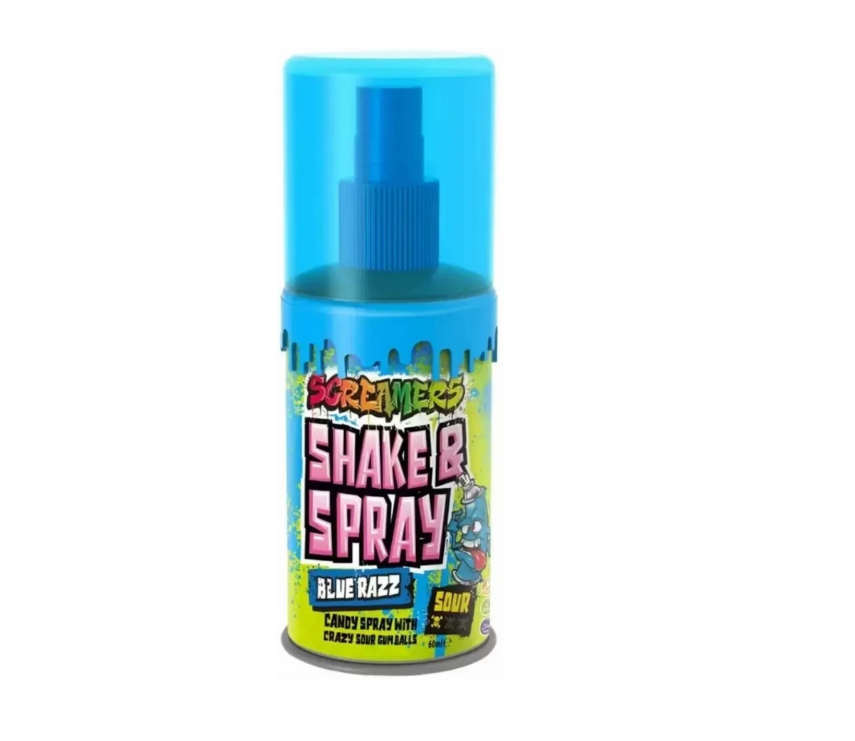 Brain Licker ZED Screamers Shake & Spray Blue Razz Sour 60ml Saurer Zucker-Spray