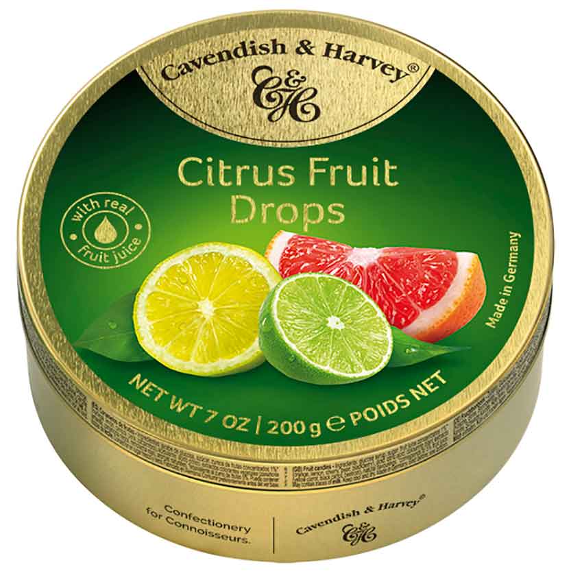 Cavendish & Harvey Citrus Fruit Drops 200g Handgemachte Zitrusbons – Detailansicht