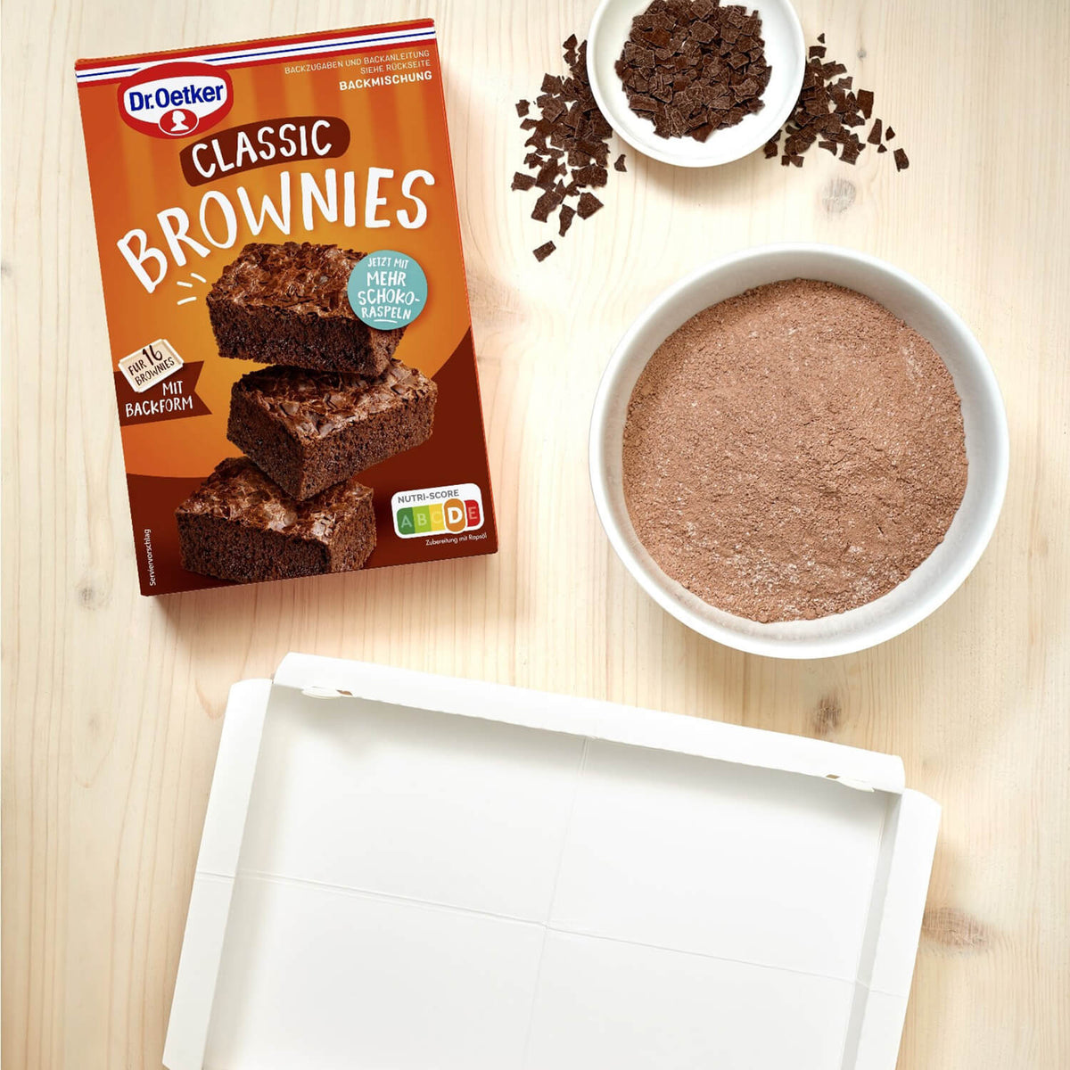 Dr Oetker Classic Brownies Backmischung mit Backform 175g – Produktansicht – Detailansicht