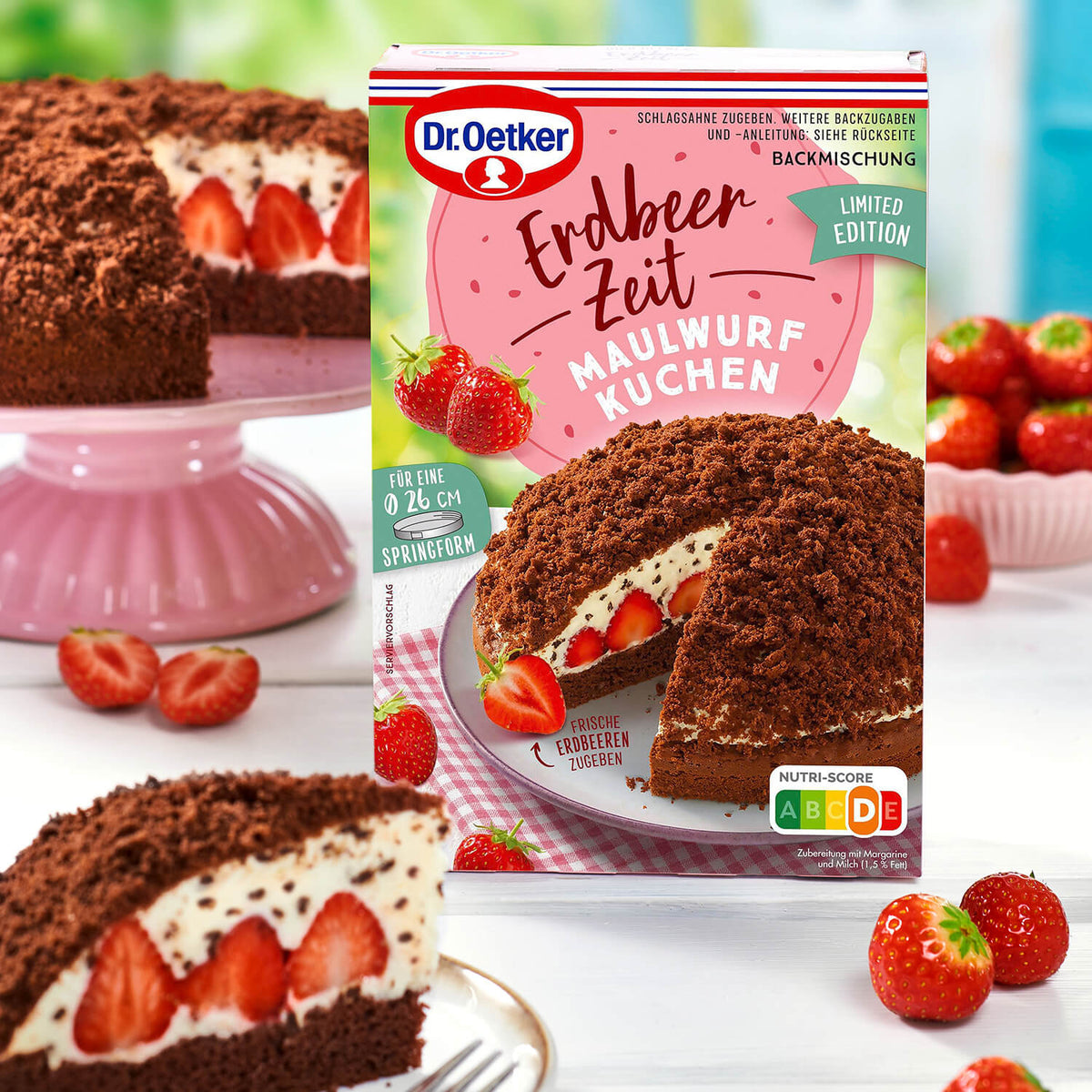 Dr Oetker Backmischung Erdbeer Zeit Maulwurf Kuchen 175g – Seitenansicht