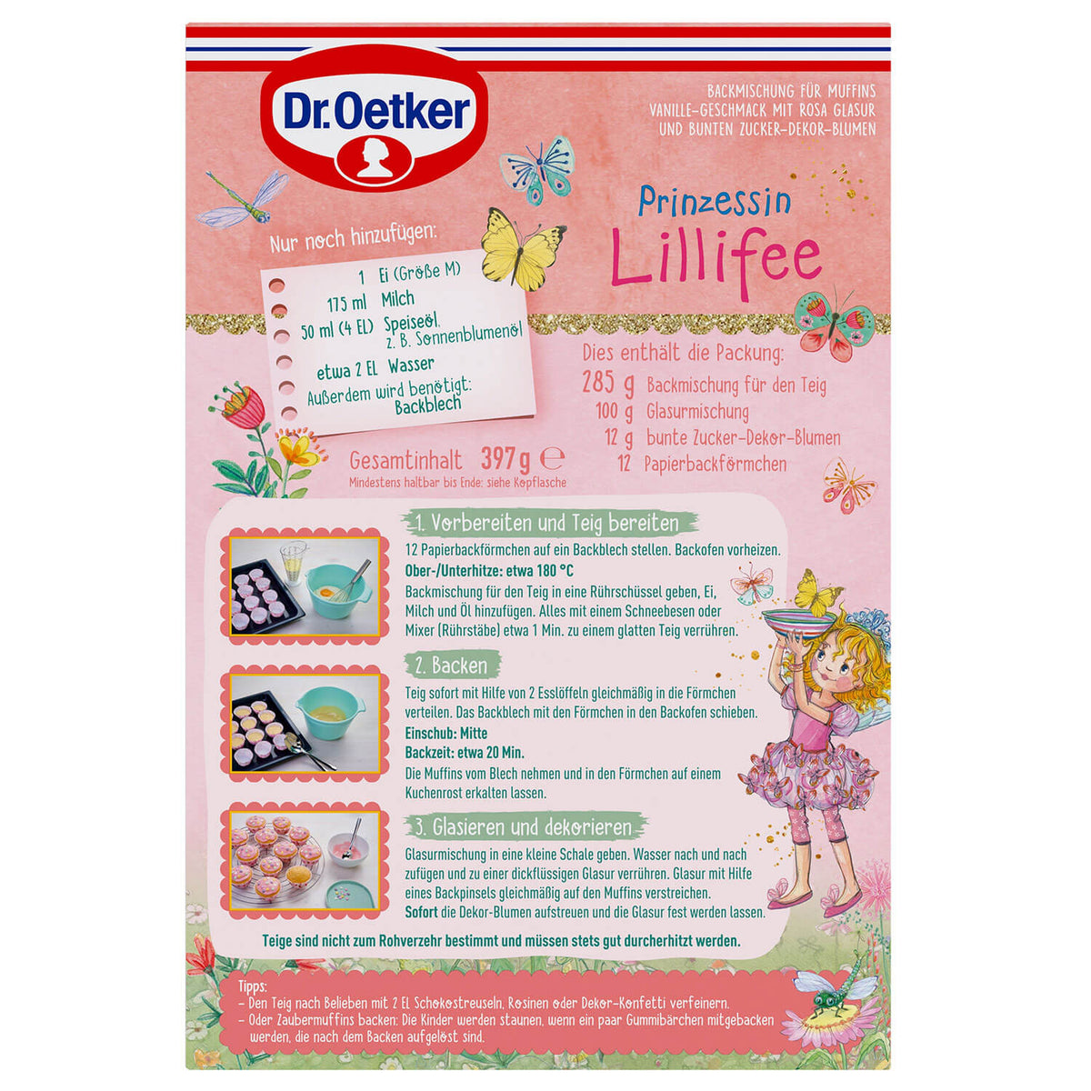 Dr Oetker Backmischung Prinzessin Lillifee Vanille Muffins 397g – Verpackung