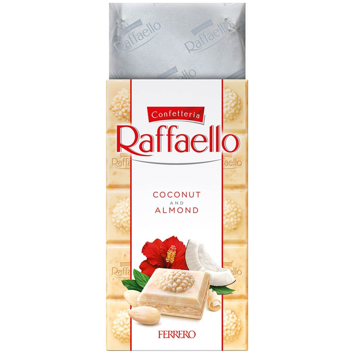 Ferrero Raffaello Tafel weisse Schokolade mit Mandel-Kokoscreme 90g – Detailansicht