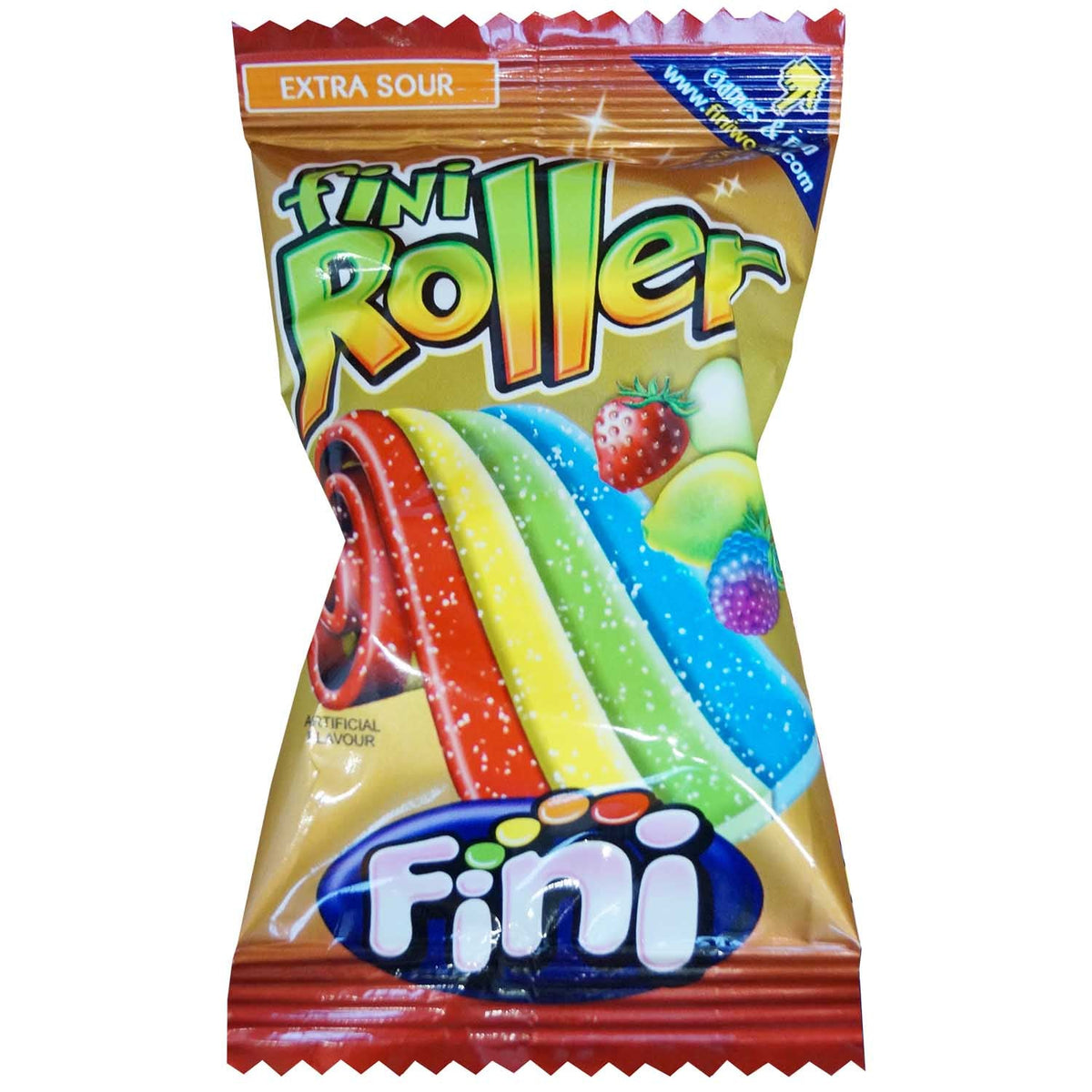 Fini Roller Extra Sour Fruchtgummi Rolle 40x20g Packung – Seitenansicht