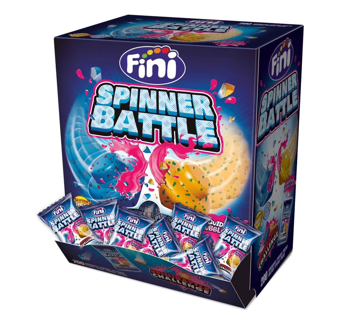 Fini Spinner Battle Gum Kaugummi Blau 200 Stück 1000g – Produktansicht
