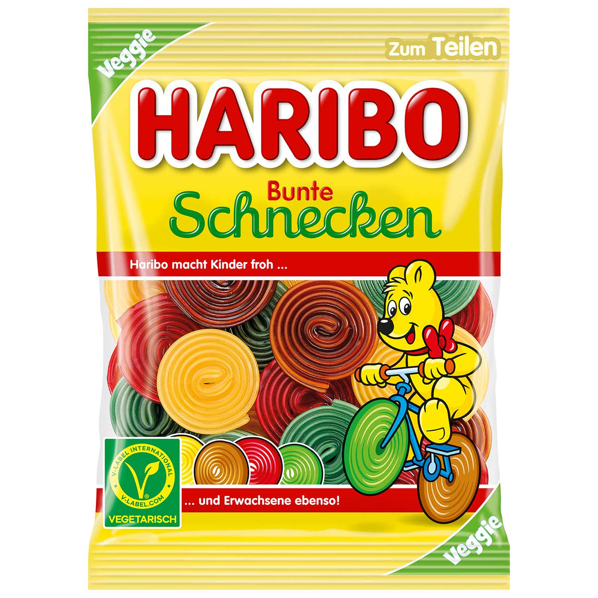 Haribo Bunte Schnecken Fruchtgummi vegetarisch 160g rote Fruchtgummischnecken