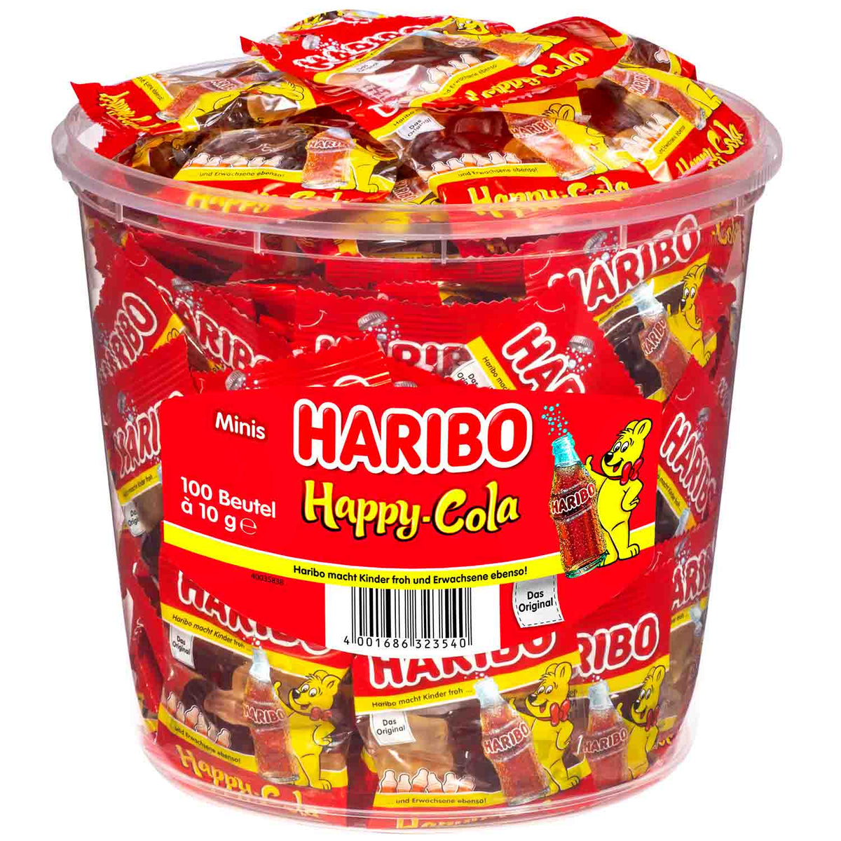 Haribo Happy-Cola Minis Fruchtgummi 100 Beutel à 10g mit Cola-Geschmack