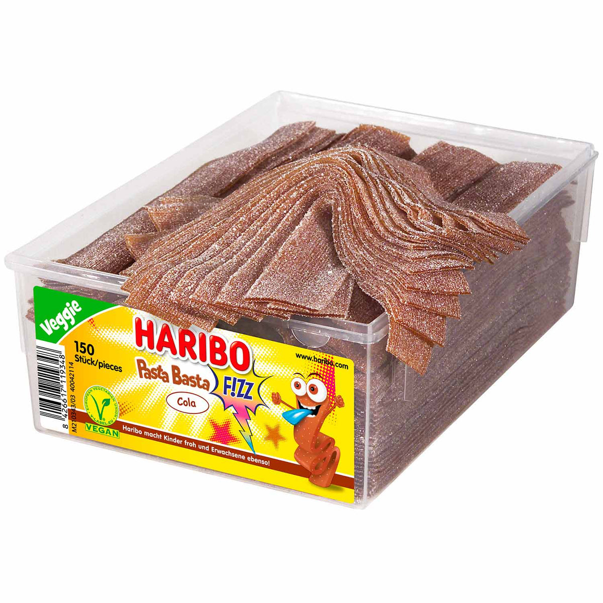 Haribo Pasta Basta Cola FIZZ vegane Fruchtgummi 1125g Packung – Produktansicht