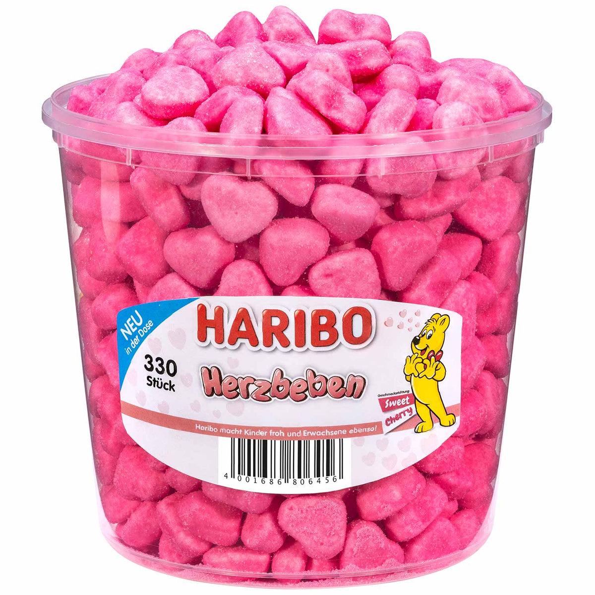 Haribo Herzbeben Schaumzucker Kirschgeschmack 1200g Packung – Produktansicht