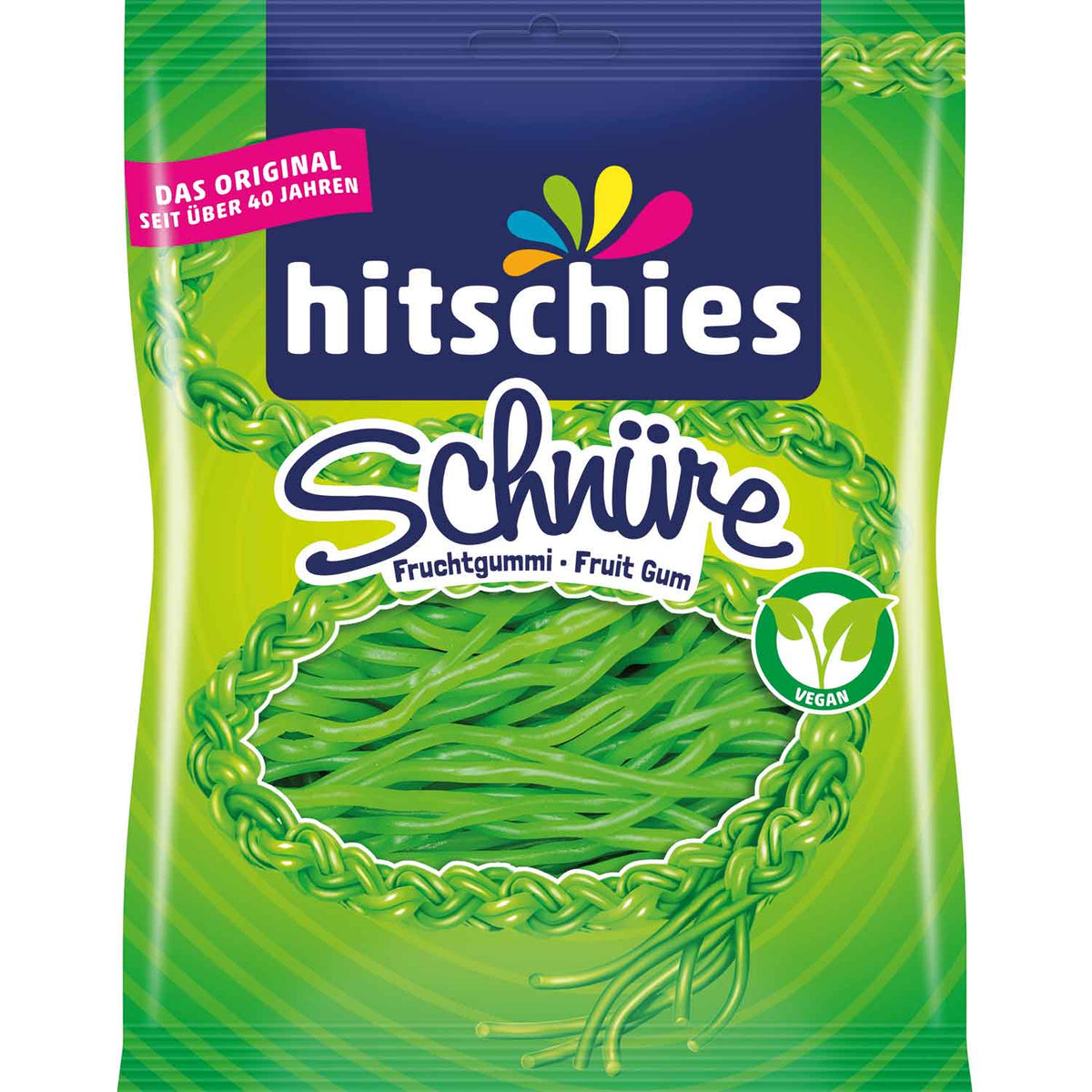 Hitschies Schnüre Apfel Fruchtgummi 125g ohne künstliche Farbstoffe