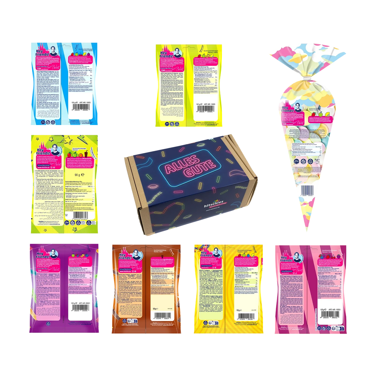 Hitschies Alles Gute Box Fruchtgummi Kaubonbons 1080g Geschenkbox – Rückansicht