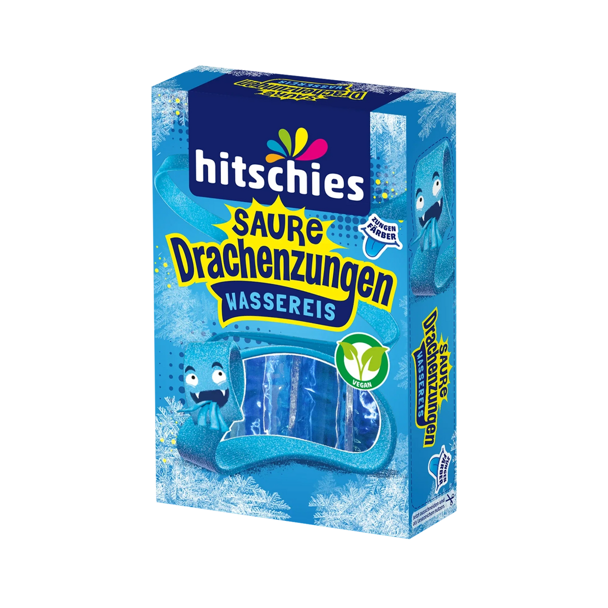 hitschies Saure Drachenzungen Blue Edition Wassereis 10x40ml Packung – Produktansicht