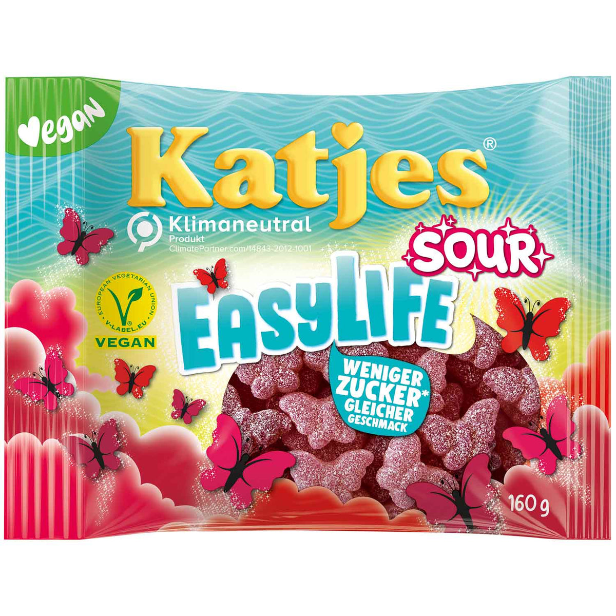 Katjes EasyLife Sour Fruchtgummi Rot 160g Beutel