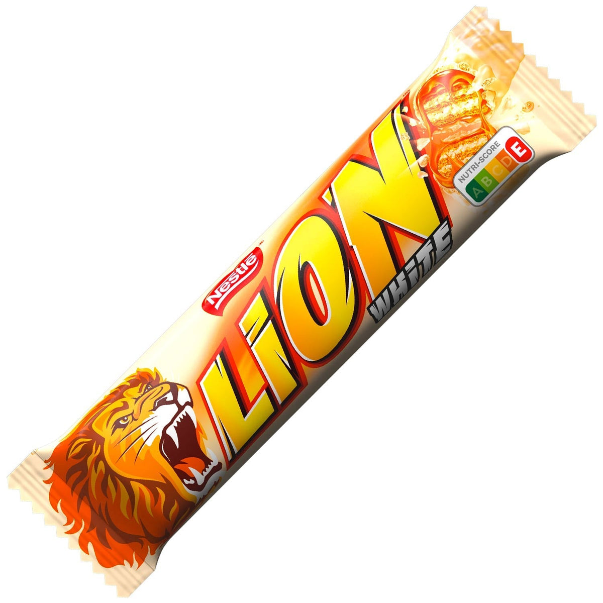 Lion White Weisse Schokolade Riegel 24 x 42g mit Karamell und Knusperwaffel – Detailansicht