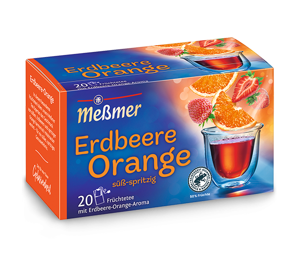 Messmer Erdbeere Orange Tee 20 Beutel 45g Früchtetee aromatisiert