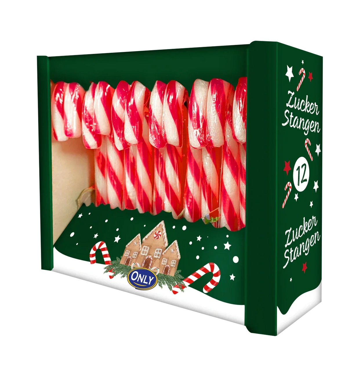 Only Candy Canes Zuckerstangen Rot/Weiss Erdbeer 12x12g Packung