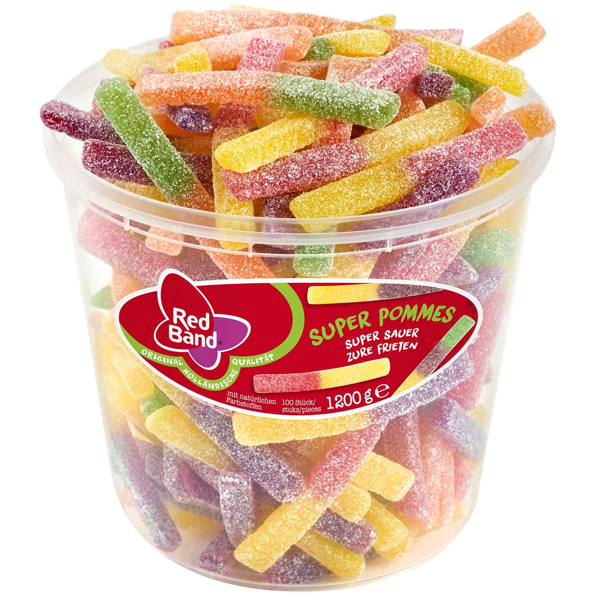Red Band Super Pommes super sauer Fruchtgummi 100 Stück 1200g – Produktansicht