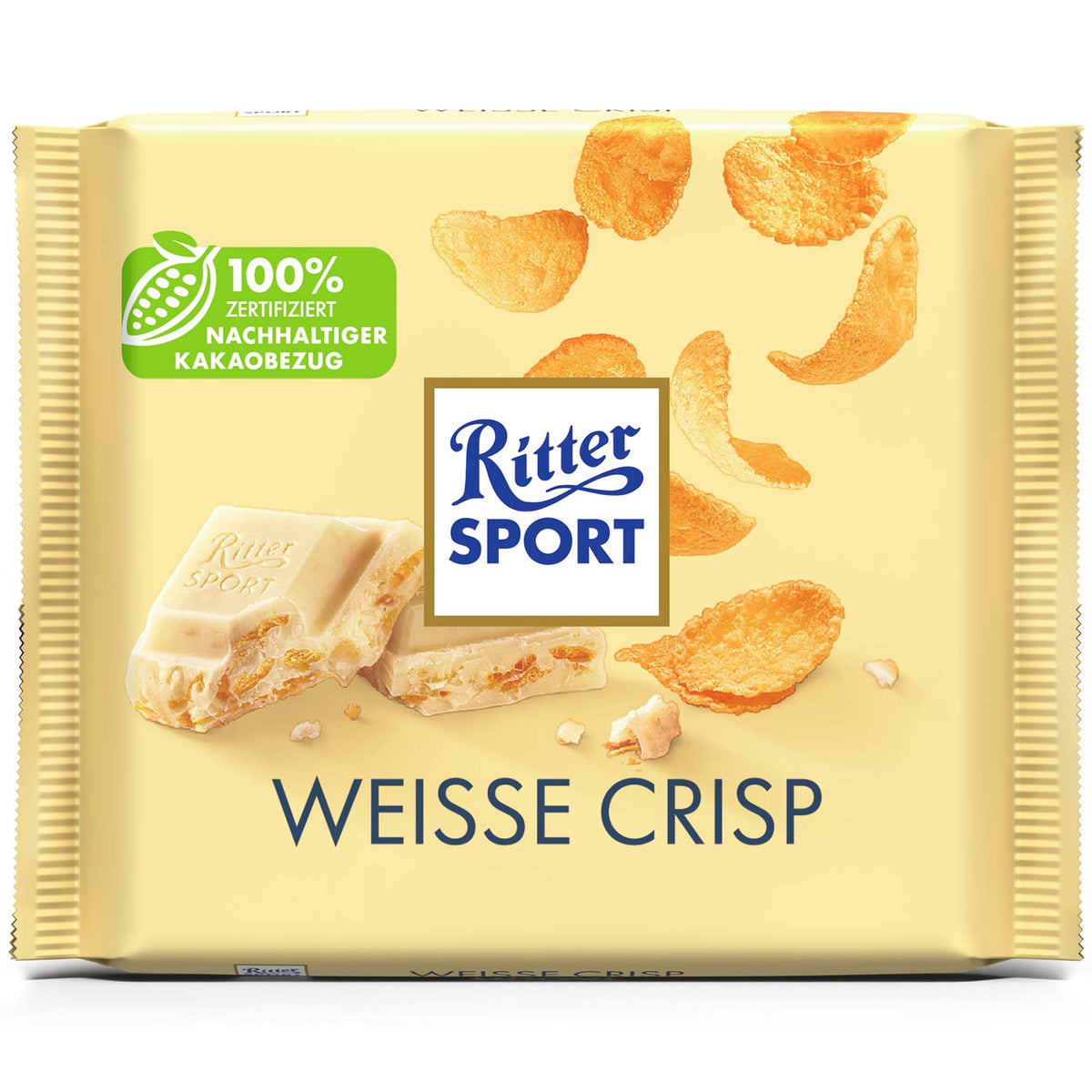Ritter Sport Weisse Crisp 100g Tafel mit knusprigen Corn- und Reisflakes