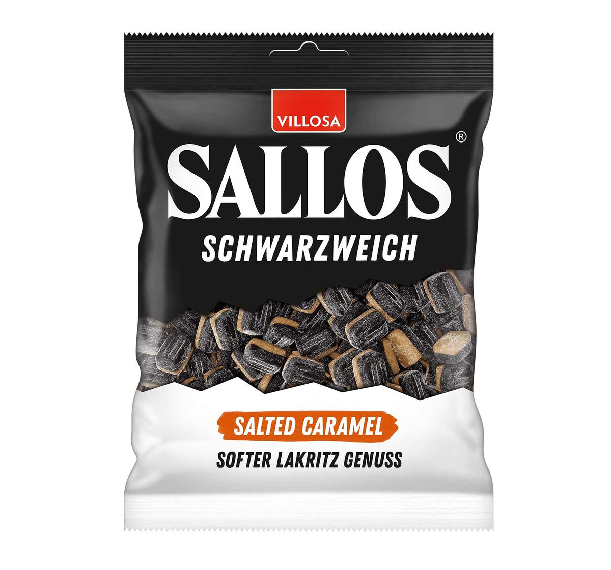 Sallos Schwarzweich Salted Caramel weiches Lakritz Kaubonbon 200g