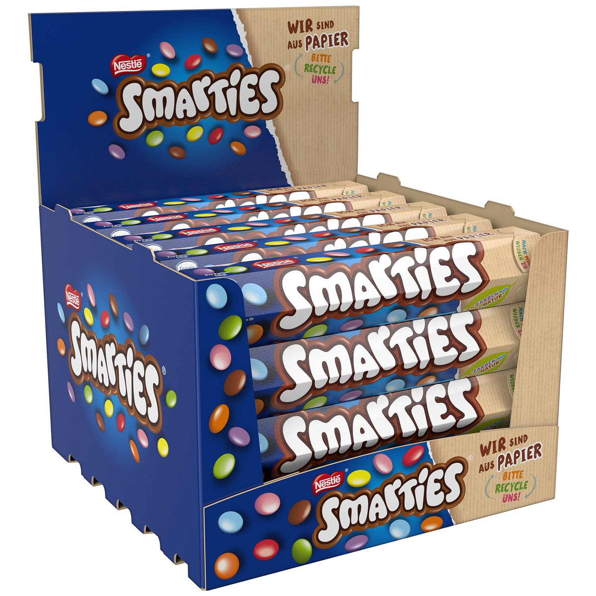 Smarties Schokolinsen 130g mit buntem Zuckerüberzug – Detailansicht