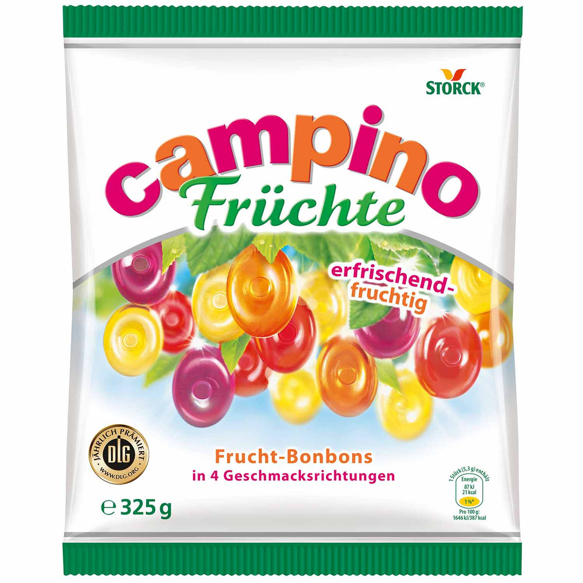 Storck Campino Früchte Frucht-Bonbons 325g Packung – Produktansicht