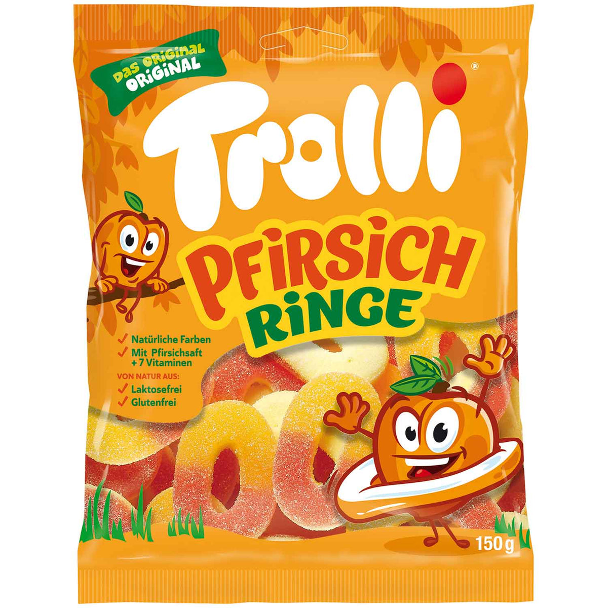 Trolli Pfirsichringe Fruchtgummi mit Pfirsichsaft 150g
