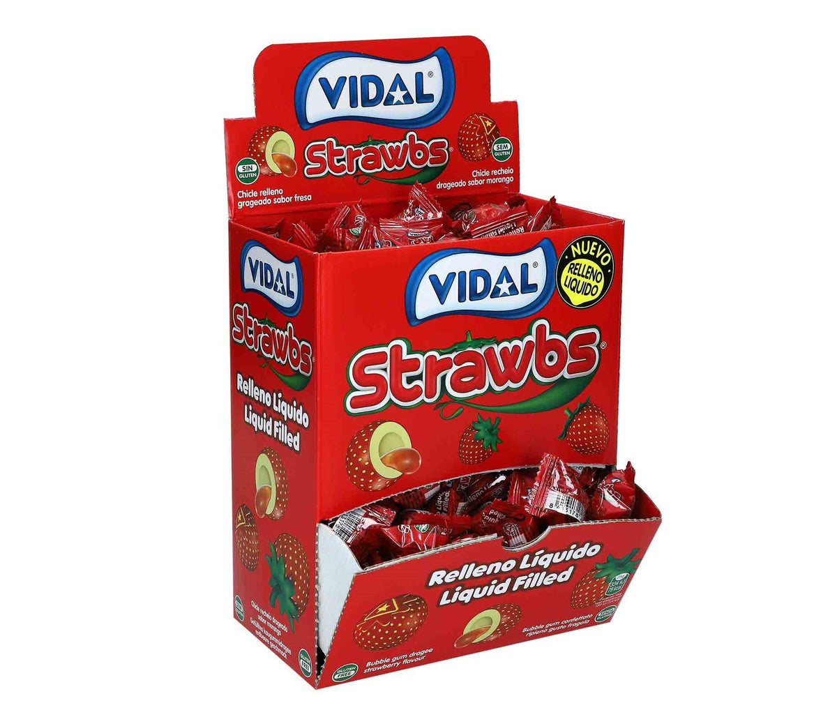 Vidal Strawbs Erdbeer Kaugummis 200 Stück einzeln verpackt 175g – Produktansicht
