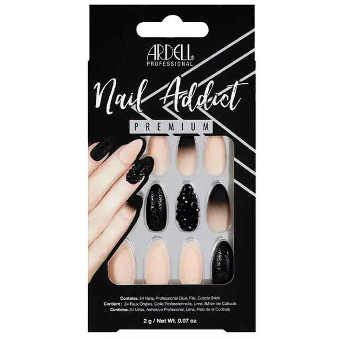 ARDELL Nail Addict False Nails mit Black Stud und Pink Ombre Design