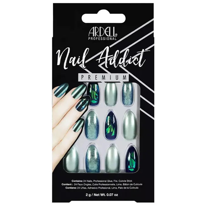 Ardell Nail Addict Green Glitter Chrome künstliche Nägel 24 Stück