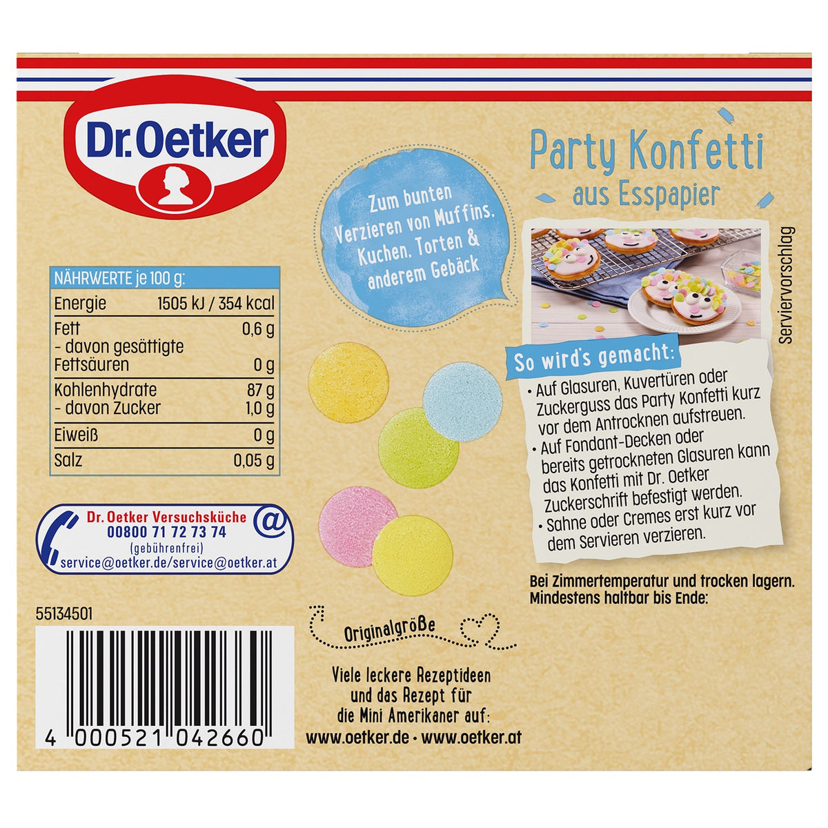 Dr Oetker Party Konfetti Streudekor aus Esspapier 175g bunt – Detailansicht