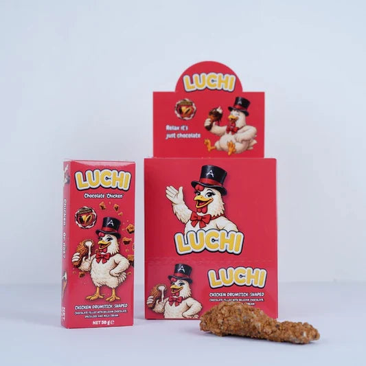 Luchi Milk Cream gefüllte Schokolade Chicken-Design 50g – Produktansicht