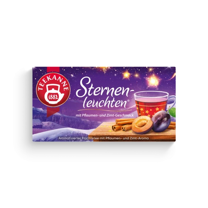 Teekanne Sternenleuchten Pflaume-Zimt Früchtetee 20 Beutel 50g – Rückansicht