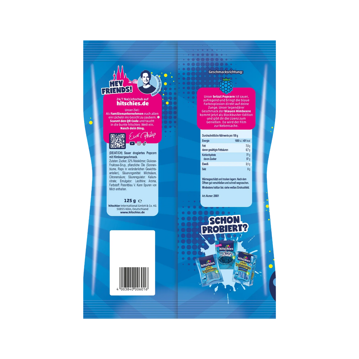 Hitschies brizzl Popcorn Blau 125g – Detailansicht