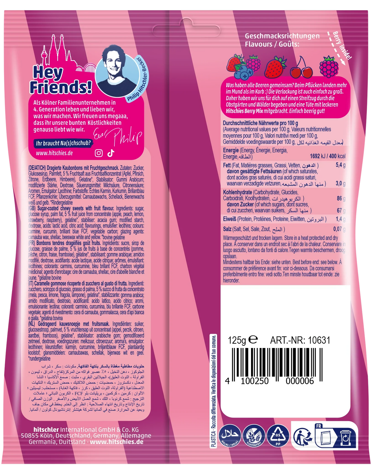 Hitschies Berry Mix 125g Kaubonbon Mix mit Waldfrucht und Beeren – Detailansicht