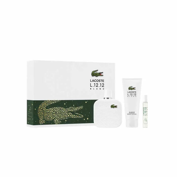 Lacoste L.12.12 Blanc Men Eau De Toilette Spray 100ml Set 3 Artikel
