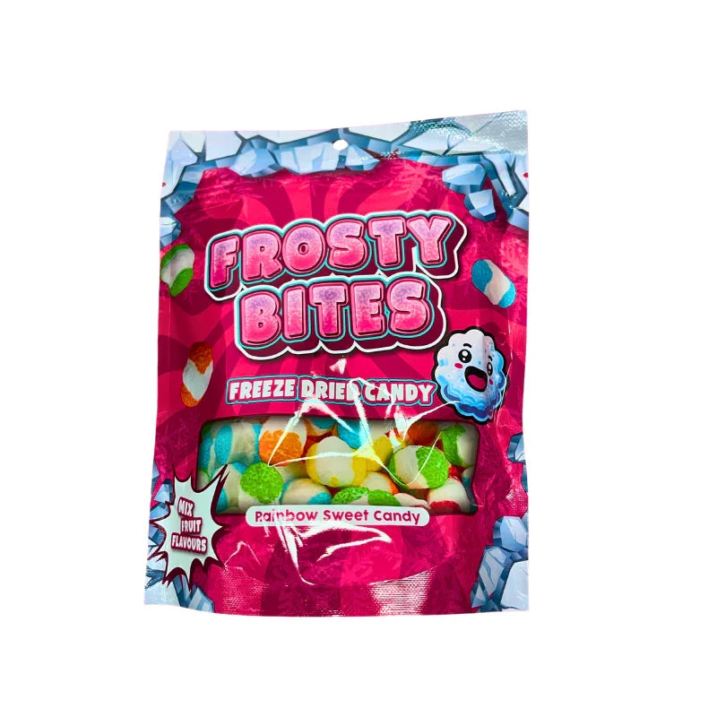 Frosty Bites Gefriergetrocknete Regenbogen-Süssigkeit – Detailansicht