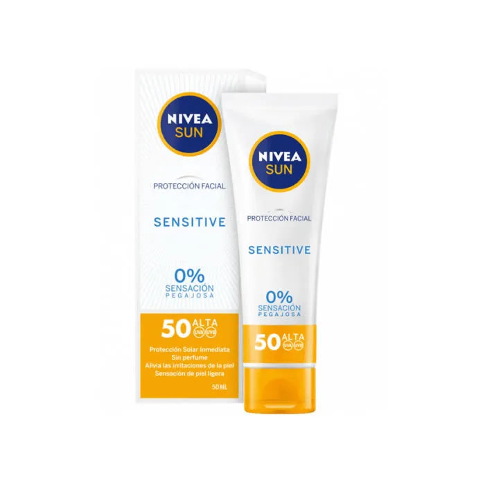 NIVEA Sun Facial Sensitive SPF 50 Sonnenschutzflasche 50ml
