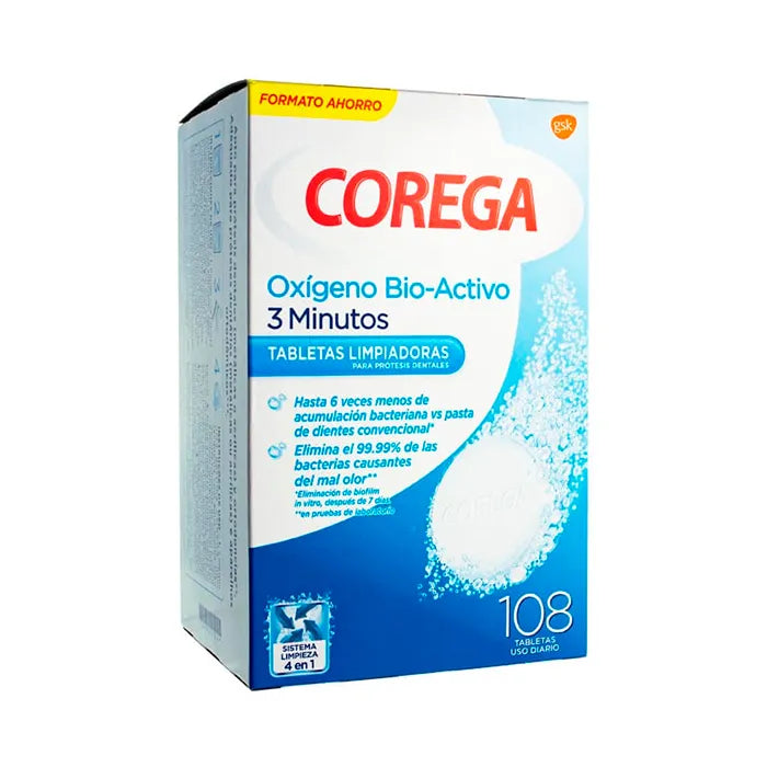 Corega Bio-Aktiv-Sauerstoff Reinigungstabletten 108 Stück