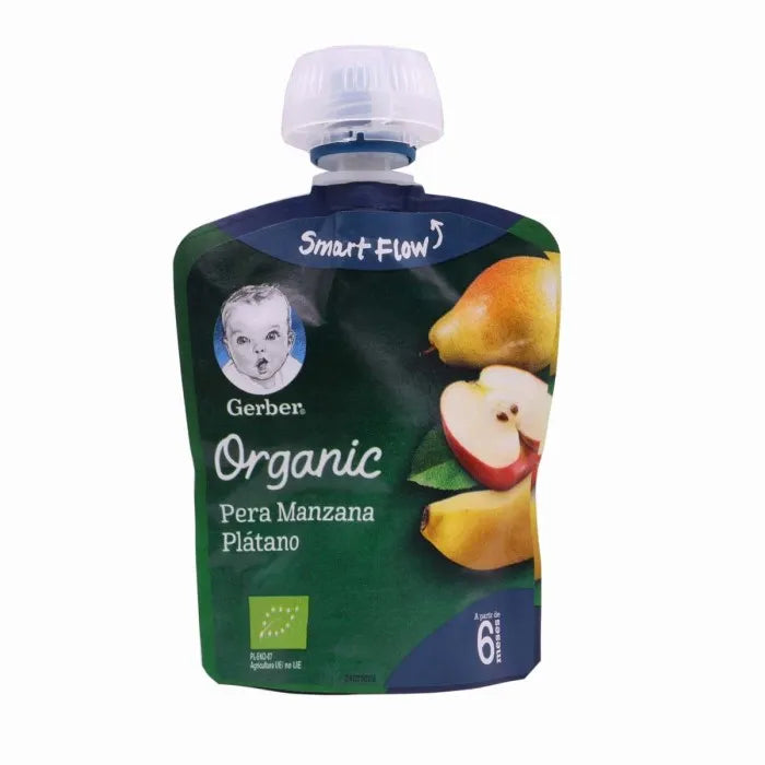 GERBER Organic Birne Apfel Banane 4x Fruchtgläschen