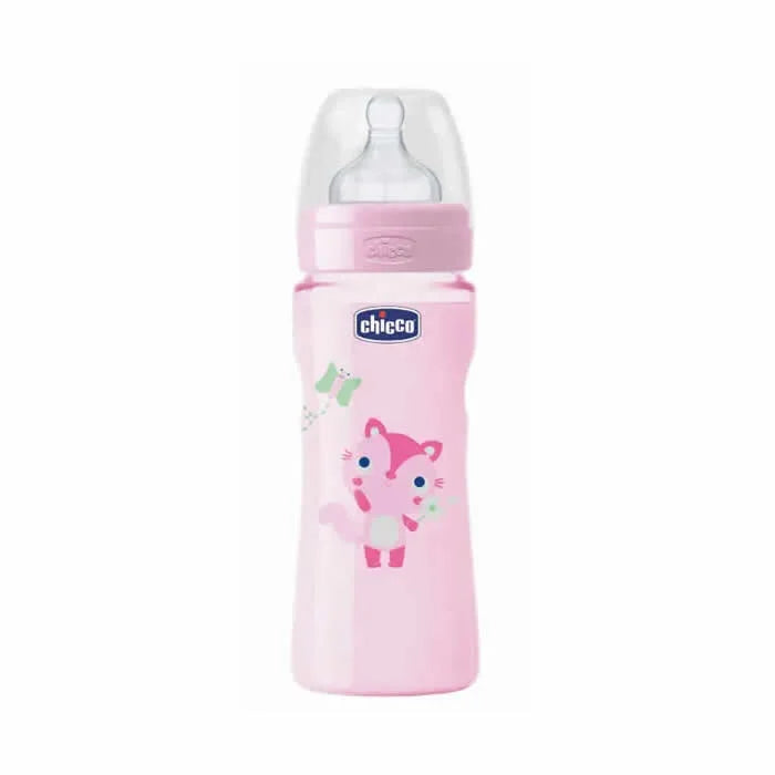 Chicco Well-Being Babyfläschche Silikon Schneller Nahrungsfluss Rosa 4m+ 330ml