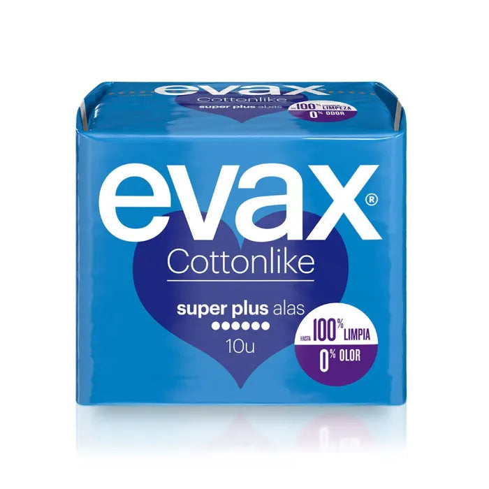 Evax Cottonlike Súper Plus Damenbinden mit Flügeln 10 Einheiten
