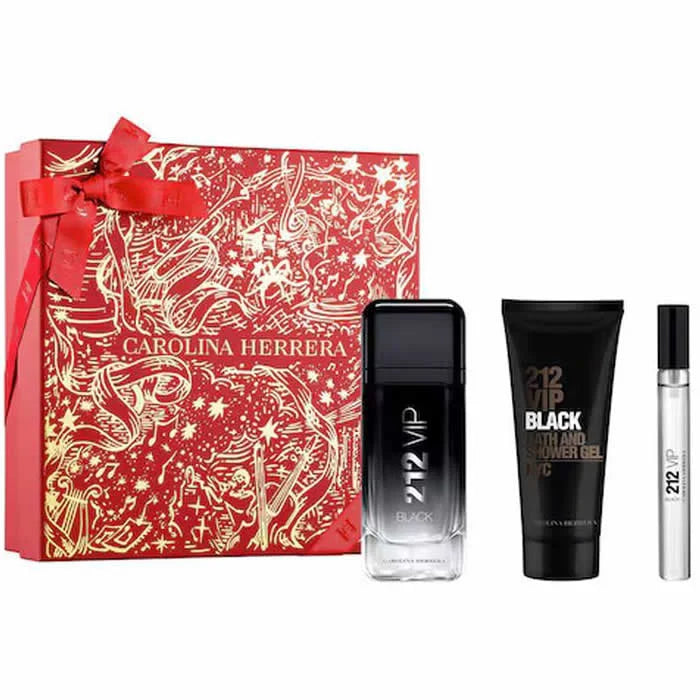 Carolina Herrera 212 Vip Black Men Eau De Perfume Spray 100ml Set 3 Artikel