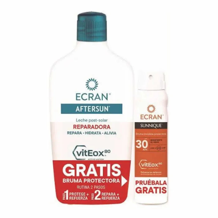 ECRAN Aftersun Milk 400ml und Sunnique SPF30 Spray 75ml Set
