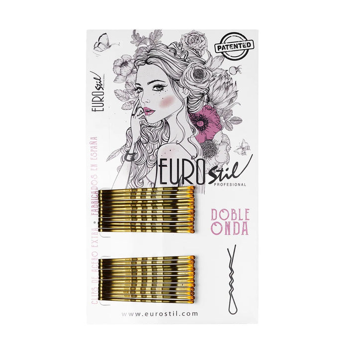 Eurostil Cabello Haarklammern doppelt gewellt Bronze 24 Stück