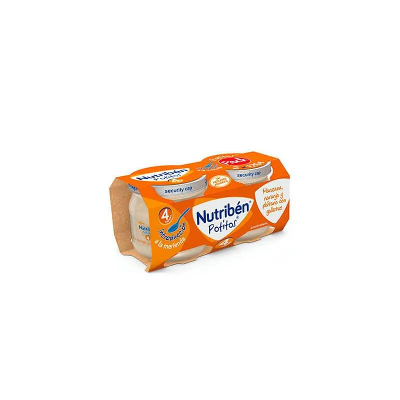 Nutribén Potito Babybrei Doppelpack Apfel Orange Banane Keks 2x120g