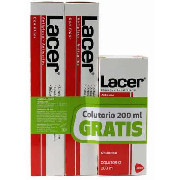 Lacer Duplo Antiplaque-Anticaries Zahnpasta 125ml + Mundspülung 200ml